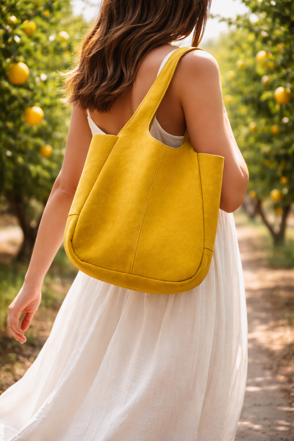 Hakiki Deri Kadın Süet Omuz Çantası - 23017