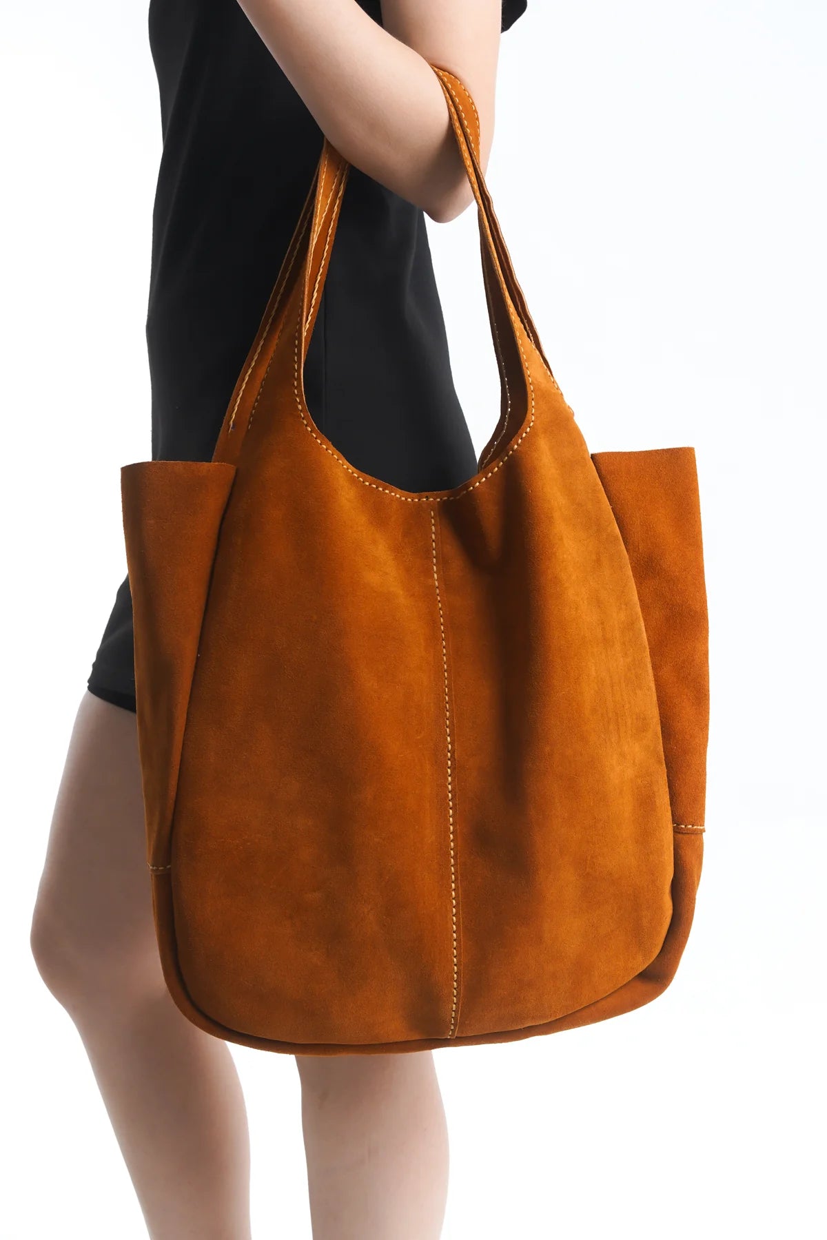 Hakiki Deri Kadın Süet Omuz Çantası - 23017