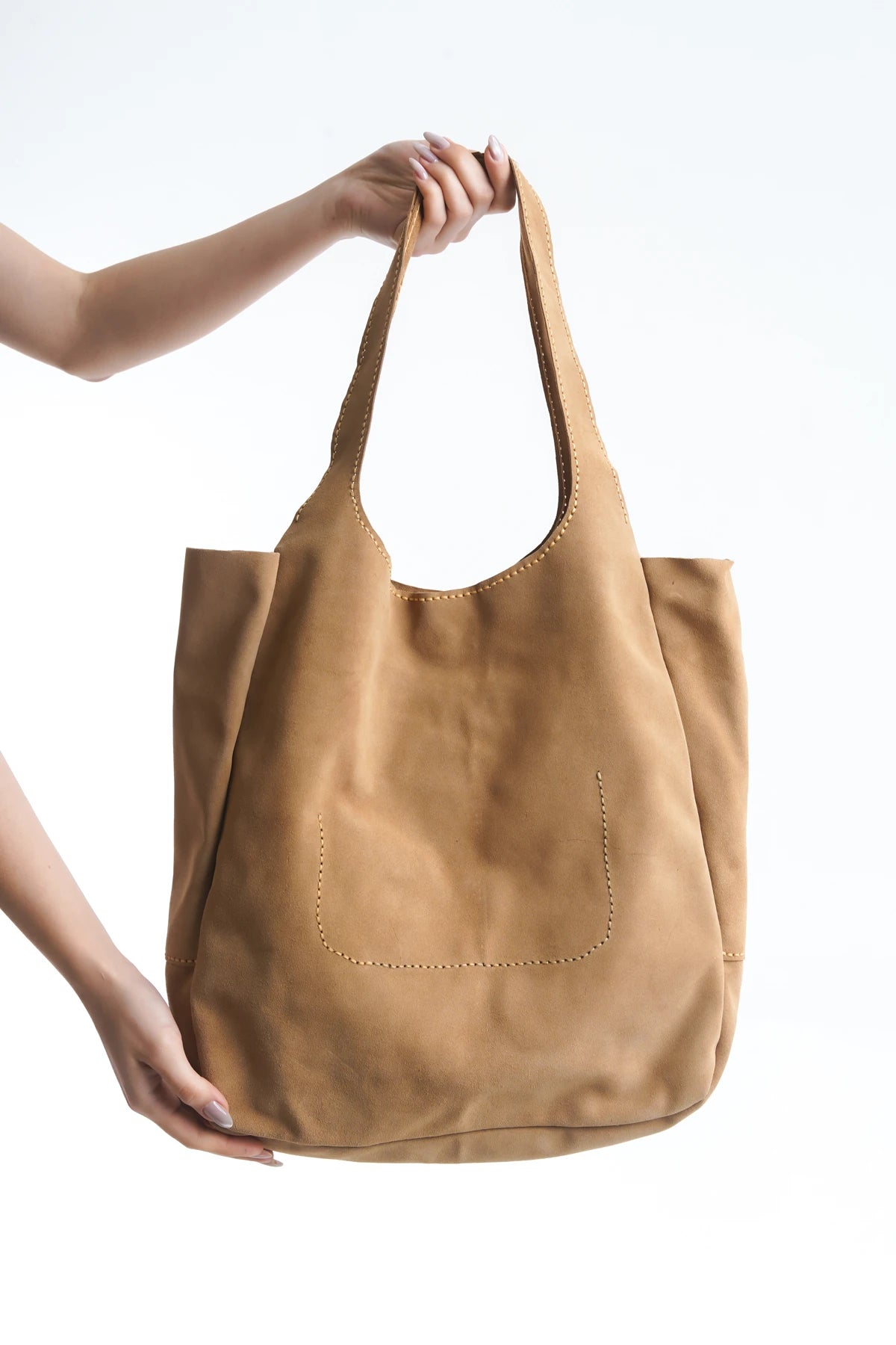 Hakiki Deri Kadın Süet Omuz Çantası - 23017