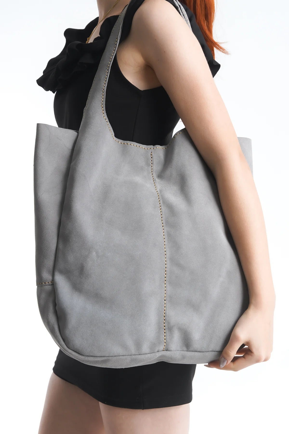 Hakiki Deri Kadın Süet Omuz Çantası - 23017