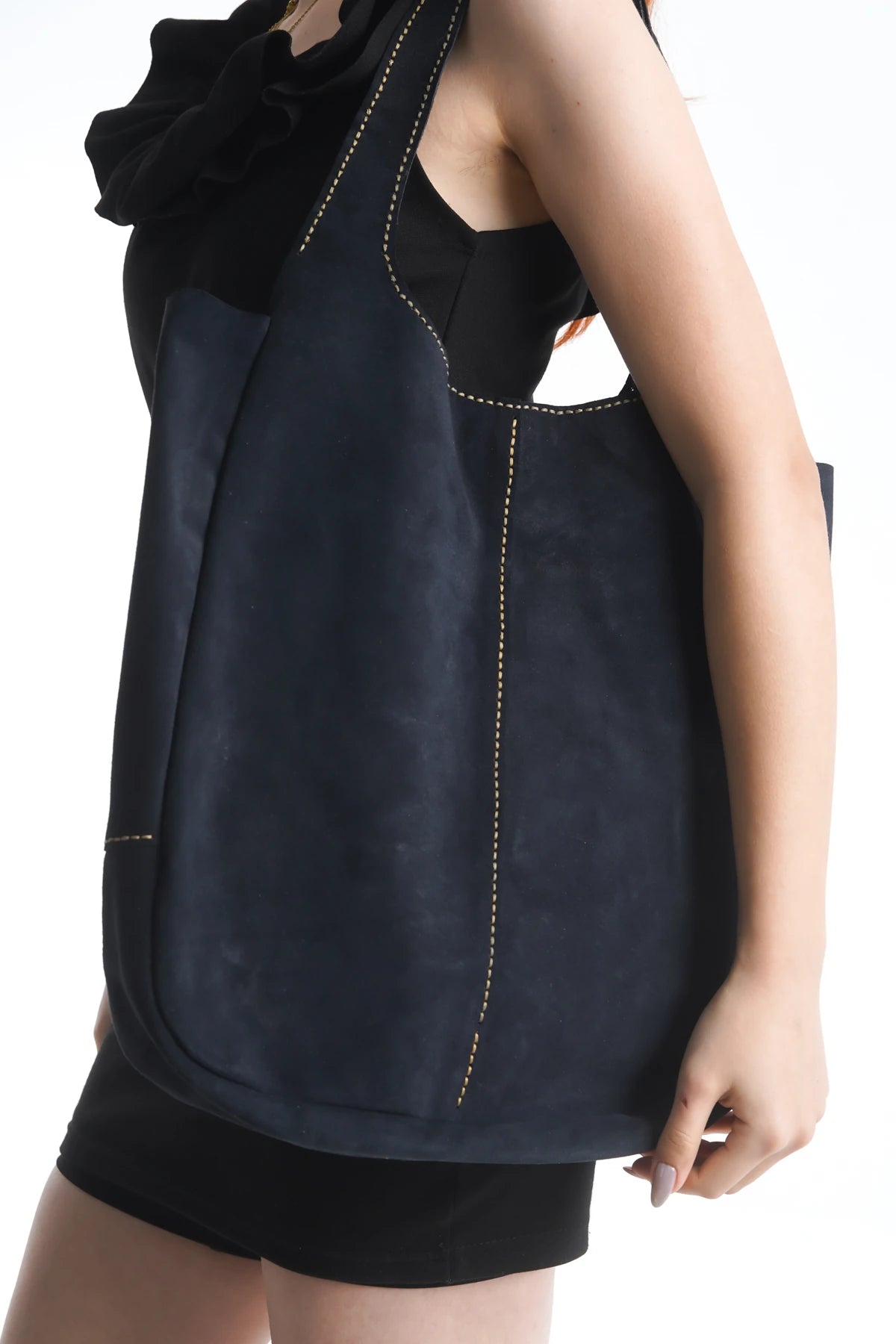 Hakiki Deri Kadın Süet Omuz Çantası - 23017