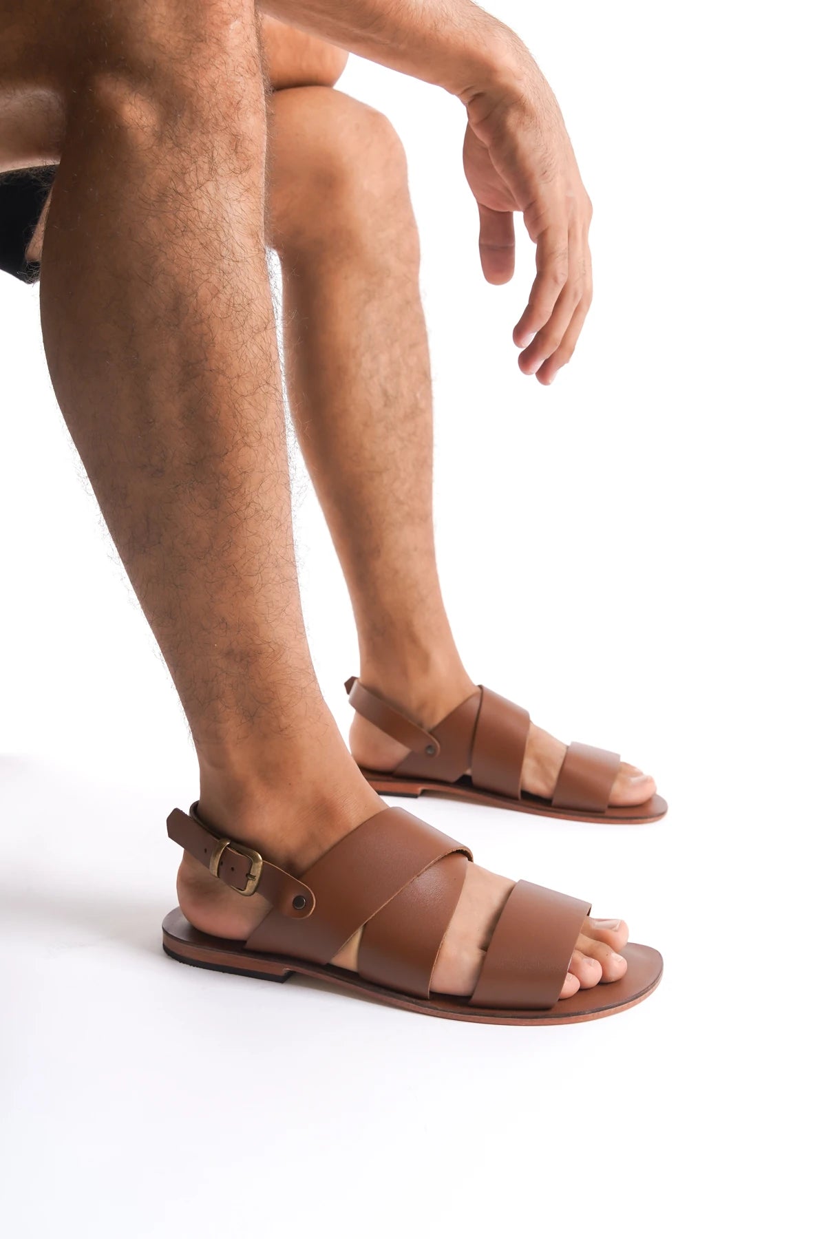 %100 Hakiki Deri El Yapımı Erkek Sandalet - K1105