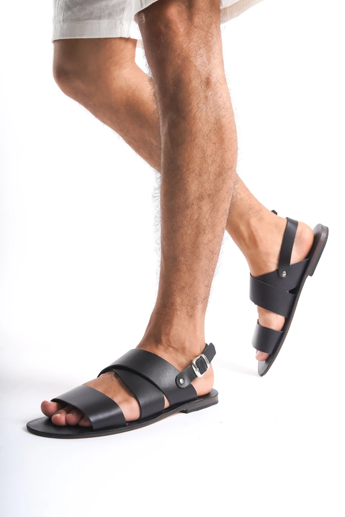 %100 Hakiki Deri El Yapımı Erkek Sandalet - K1105
